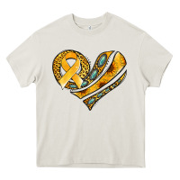 Cream childhood cancer awareness heart Heavy Core Tee - Jasminsmagicworld