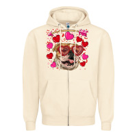 Sandshell valentine's day  brown english bulldog Zipper Hoodie - RanaPortraitStore