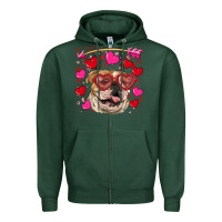 Sports Green valentine's day  brown english bulldog Zipper Hoodie - RanaPortraitStore