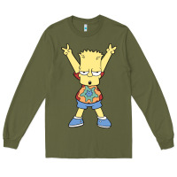 Army Green groovy bart Long Sleeve Tee - linhVisuals