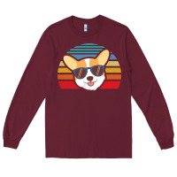 Burgundy cool corgi vintage 80s dog lover Long Sleeve Tee - linhVisuals