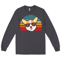 Smoke cool corgi vintage 80s dog lover Long Sleeve Tee - linhVisuals