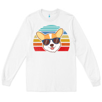 White cool corgi vintage 80s dog lover Long Sleeve Tee - linhVisuals