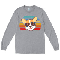Heather Grey cool corgi vintage 80s dog lover Long Sleeve Tee - linhVisuals