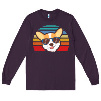 Plum cool corgi vintage 80s dog lover Long Sleeve Tee - linhVisuals
