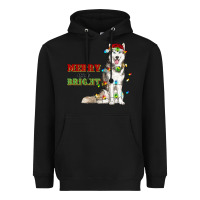 Black Merry And Bright Husky Heavyweight Hoodie - RanaPortraitStore