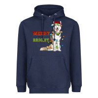 Navy Merry And Bright Husky Heavyweight Hoodie - RanaPortraitStore