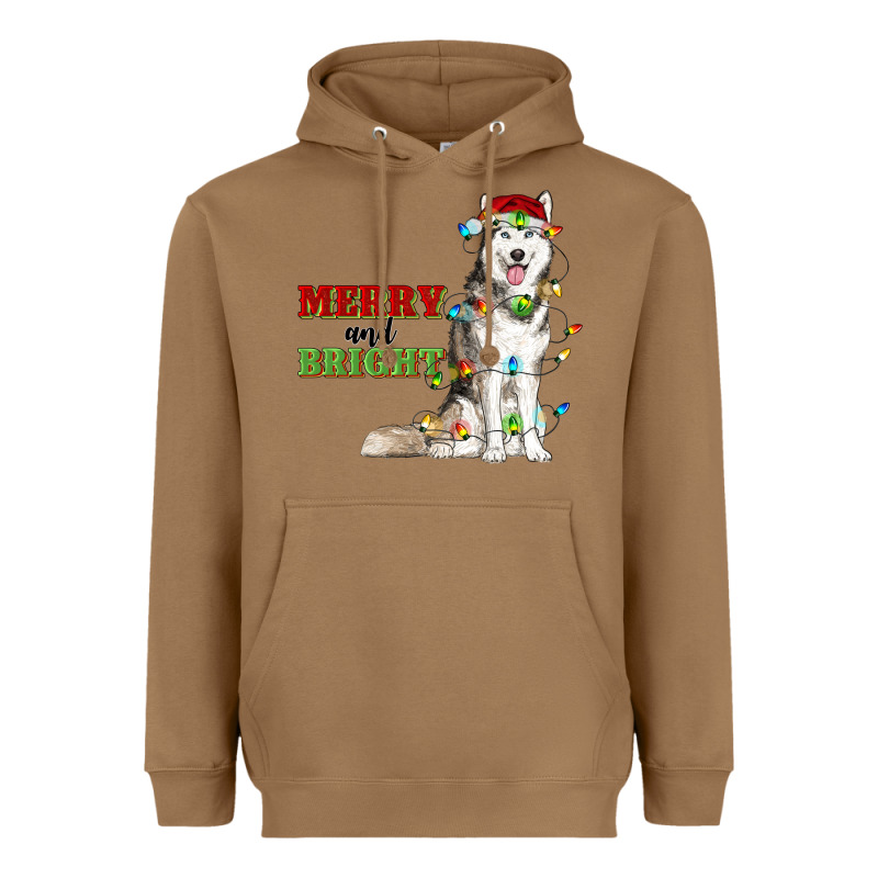 Merry And Bright Husky Heavyweight Hoodie by RanaPortraitStore | Teevron