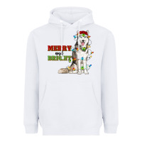 White Merry And Bright Husky Heavyweight Hoodie - RanaPortraitStore
