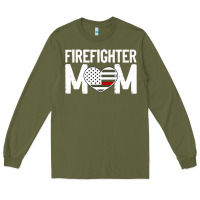 Army Green female firefighter mom thin red line flag firefighting premium Long Sleeve Tee - linhVisuals
