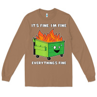 Toasted Coconut dumpster fire its fine im fine Long Sleeve Tee - linhVisuals