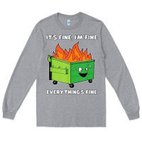Heather Grey dumpster fire its fine im fine Long Sleeve Tee - linhVisuals