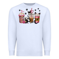 White cat mom coffee Premium Sweatshirt - Jasminsmagicworld