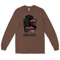 Chestnut fire wife messy bun firefighter wife thin red line husband Long Sleeve Tee - linhVisuals
