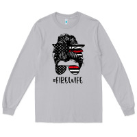 Moon Dust fire wife messy bun firefighter wife thin red line husband Long Sleeve Tee - linhVisuals