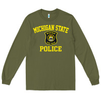 Army Green michigan state police Long Sleeve Tee - linhVisuals