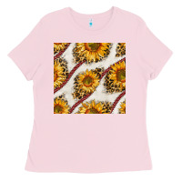 Bubblegum Pink baseball sunflowers and leopard seamless pattern Ladies Tee - BundleAndBundleShop