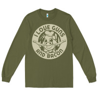 Army Green i love guns bacon pork pig funny gun Long Sleeve Tee - linhVisuals