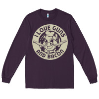 Plum i love guns bacon pork pig funny gun Long Sleeve Tee - linhVisuals