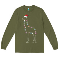 Army Green santa giraffe christmas color led Long Sleeve Tee - linhVisuals