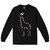 Black santa giraffe christmas color led Long Sleeve Tee - linhVisuals