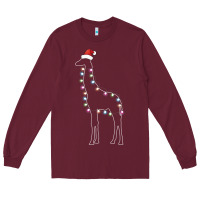 Burgundy santa giraffe christmas color led Long Sleeve Tee - linhVisuals