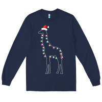 Santa Giraffe Christmas Color Led Long Sleeve Tee | Teevron