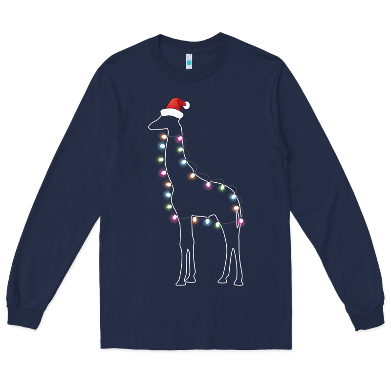 Santa Giraffe Christmas Color Led Long Sleeve Tee by linhVisuals | Teevron