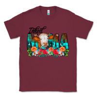 Burgundy Inked Mama Flowers Cow Classic Tee - CowCowDesign