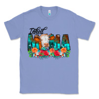 Colony Blue Inked Mama Flowers Cow Classic Tee - CowCowDesign