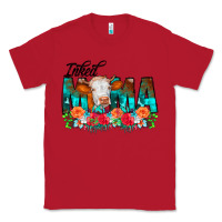Red Inked Mama Flowers Cow Classic Tee - CowCowDesign