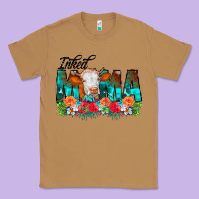Inked Mama Flowers Cow Classic Tee Designed By Cowcowdesign