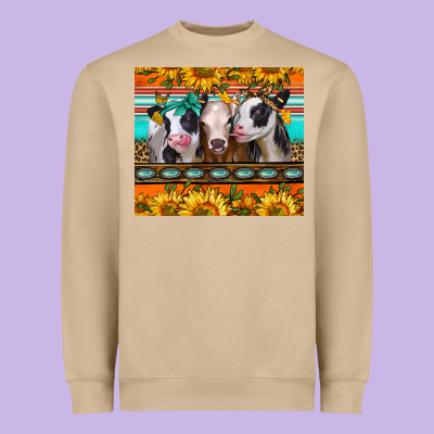 Heifers And Sunflowers Heavyweight Sweatshirt Designed By Jasminsmagicworld