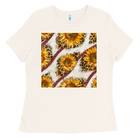 Bone baseball sunflowers and leopard seamless pattern Ladies Tee - BundleAndBundleShop