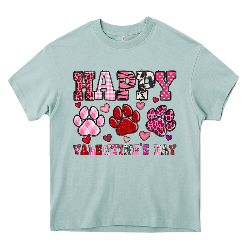 Happy Valentine's Day Paws Heavy Core Tee by OliviaCreatesArt | Teevron