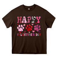 Chocolate Brown happy valentine's day paws Heavy Core Tee - OliviaCreatesArt