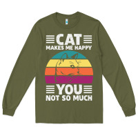 Army Green Funny Cat Lover Sarcastic Cat Memes Long Sleeve Tee - linhVisuals