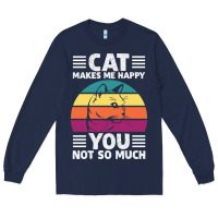 Navy Funny Cat Lover Sarcastic Cat Memes Long Sleeve Tee - linhVisuals