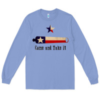 Colony Blue come and take it   texas flag essential Long Sleeve Tee - linhVisuals