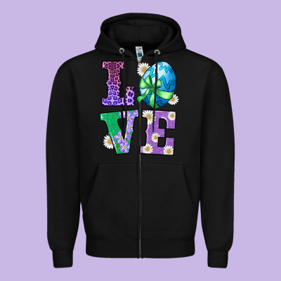 Easter Love Egg Zipper Hoodie Designed By Ranaportraitstore