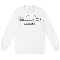 White Funny Animal Sloth SLOPHISTICATED Long Sleeve Tee - linhVisuals