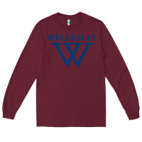 Burgundy Wellesley College Long Sleeve Tee - linhVisuals