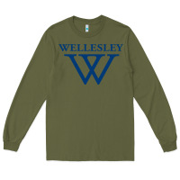 Army Green Wellesley College Long Sleeve Tee - linhVisuals