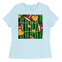 American Football Field And Hearts Seamless Pattern Ladies Tee | Teevron