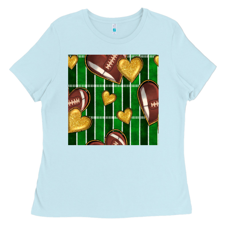 American Football Field And Hearts Seamless Pattern Ladies Tee by BundleAndBundleShop | Teevron