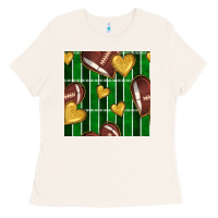 Bone american football field and hearts seamless pattern Ladies Tee - BundleAndBundleShop