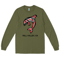 Army Green mill valley, california native american orca killer whale raglan baseb Long Sleeve Tee - linhVisuals