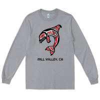 Heather Grey mill valley, california native american orca killer whale raglan baseb Long Sleeve Tee - linhVisuals