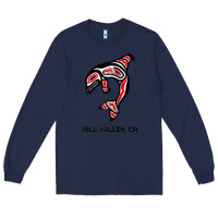 Navy mill valley, california native american orca killer whale raglan baseb Long Sleeve Tee - linhVisuals