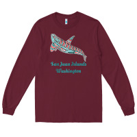 Burgundy san juan islands upward orca killer whale native american raglan baseb Long Sleeve Tee - linhVisuals